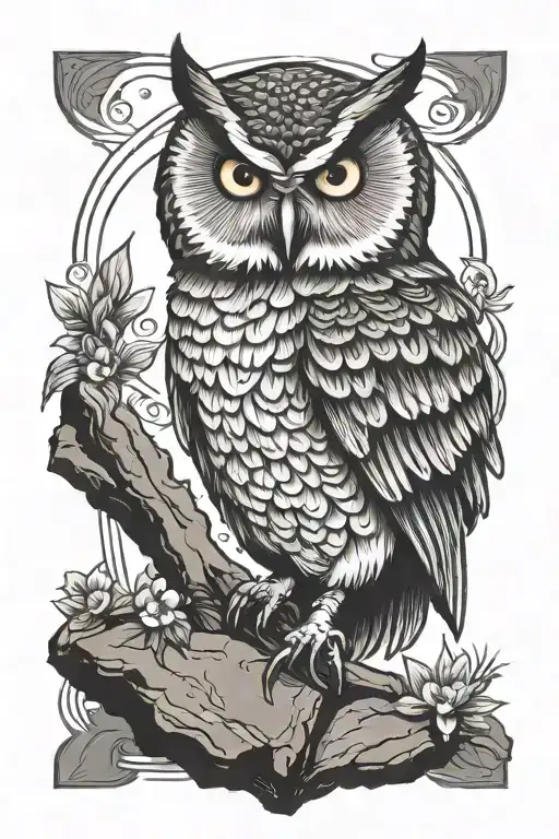 Owl On A Rock Inspired