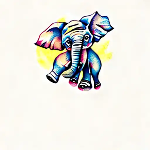 Baby Elephant Flowers Watercolors