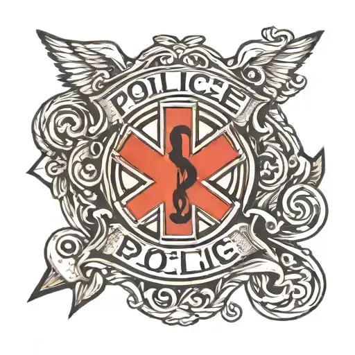 Police Badge Ems Star Of Life Intertwined