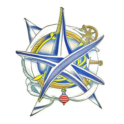 Nautical Star With An Anchor