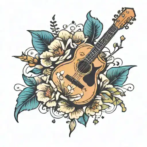 Acoustic Guitar With Flowers