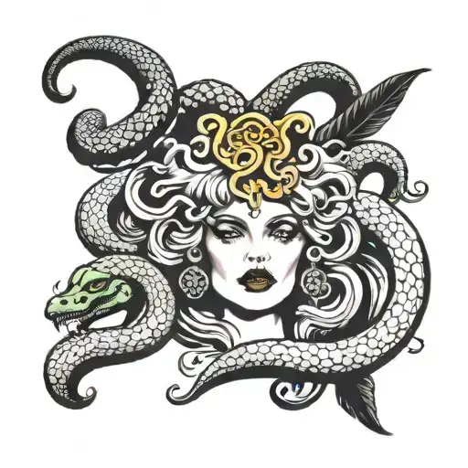 Versace Medusa Red Eyes Snakes Around Her Head And She Is Smoking Cigar