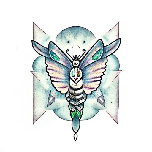 Luna Moth With Wolf Head Body