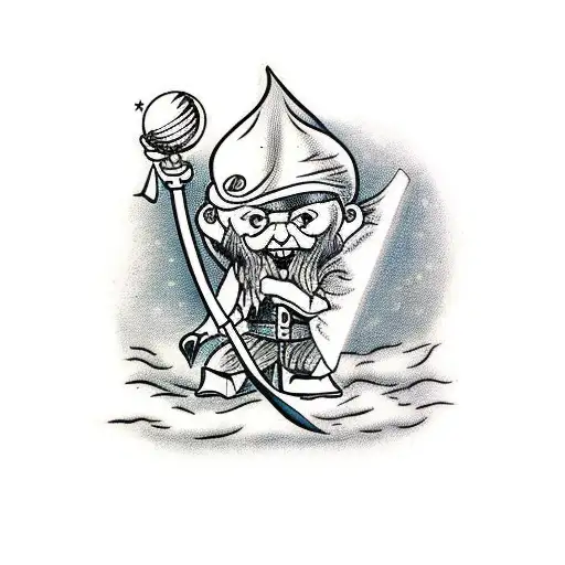 Wizard With Ball And Book In Hands