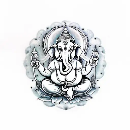 Lord Ganesha With Moon