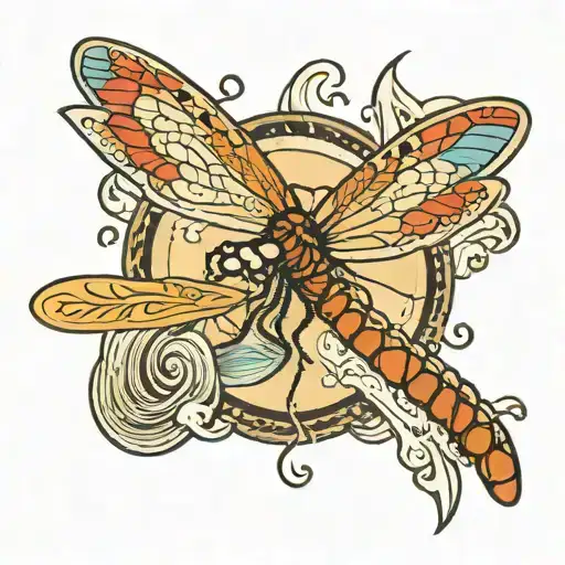 A Dragonfly Flying Over The Waves Crashing