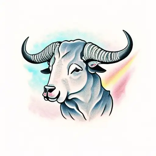 A Mother Bull With A Baby Ram