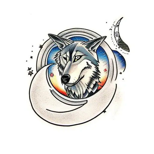 Gunslinger With A Wolf And The Moon