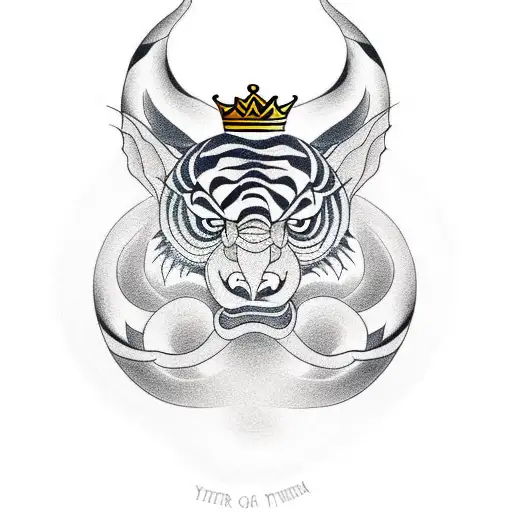 King Cobra And Tiger Inside Ying And Yang