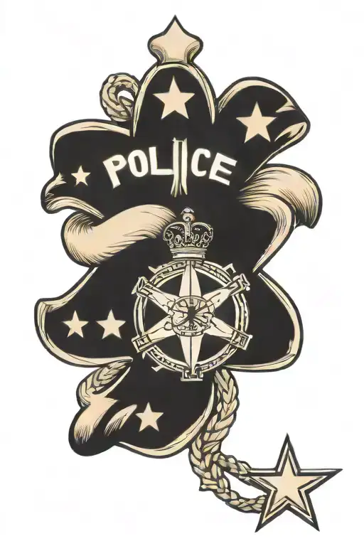 Police 7 Point Star And Ems Star Of Life Intertwined