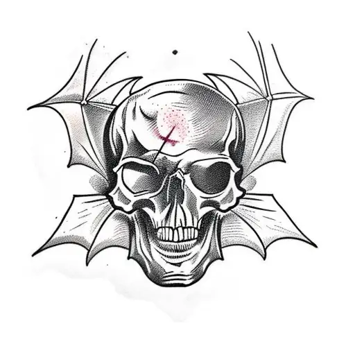 Bats Flying Around A Skull