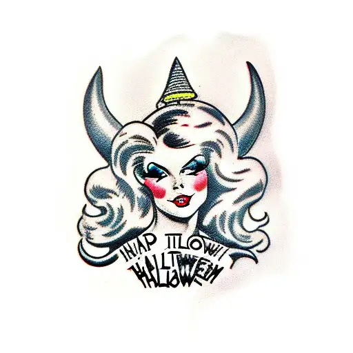 Vintage Halloween Pin Up Girl