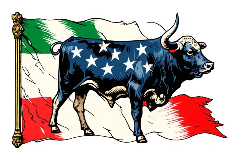 Bull With Italian Flag Background