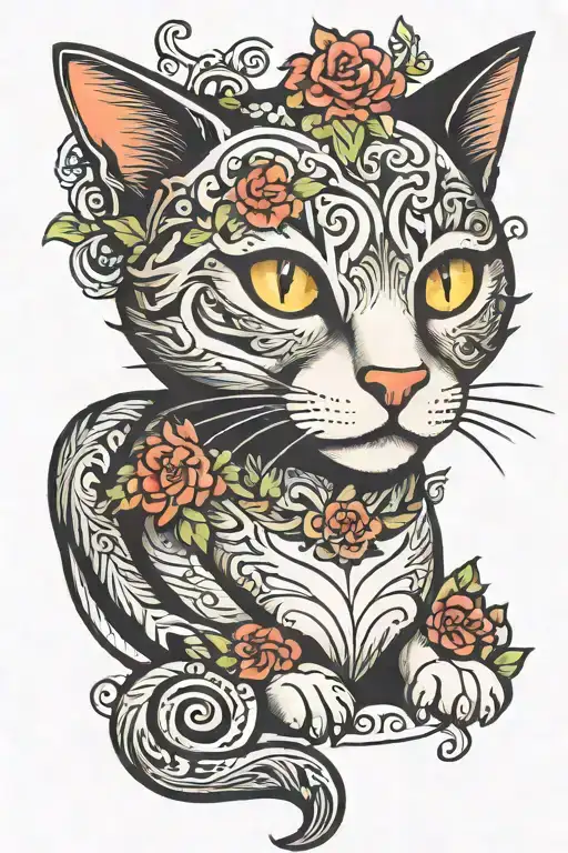 Full Body Cat Slightly Curled