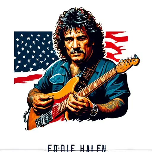 Father Holding Eddie Van Halen Guitar