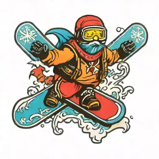 Traditional Funny Snowboard Tattoo Design