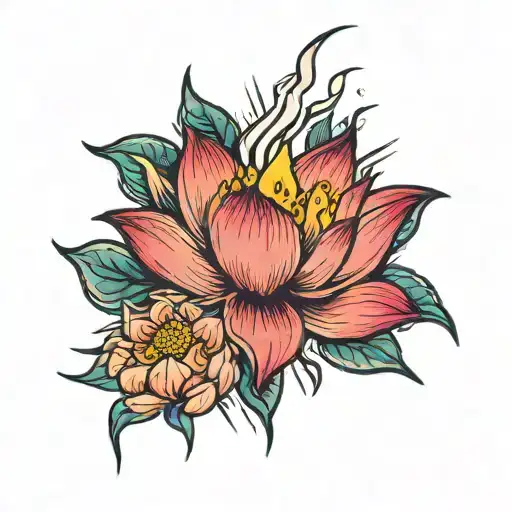 Lightning Bolt And Lotus Flower