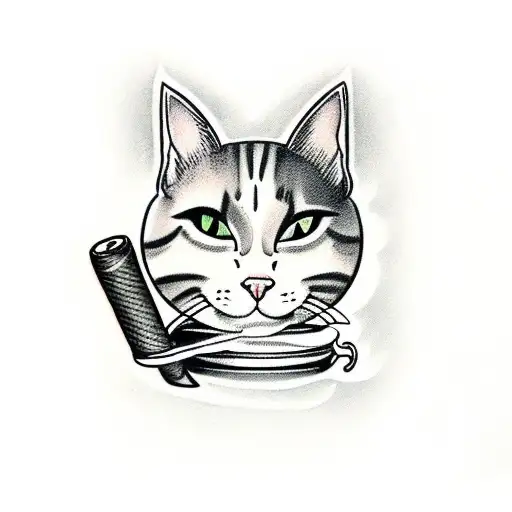 Cat Smoking Black And White