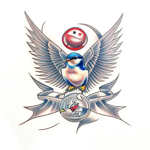 Swallows With Hourglass