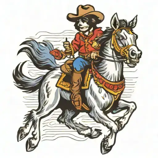 Cowboy Monkey Riding A Border Collie As A Horse
