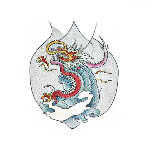 Full Left Arm Rising Dragon With Sakura's Tree