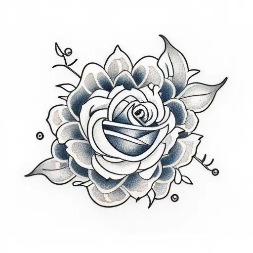 Japanese Tradicional Orange Fox In A Fan With Rose Roses