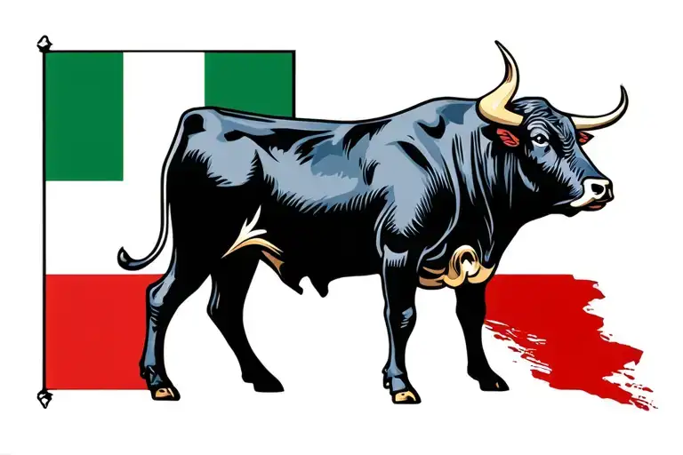 Bull With Italian Flag Background