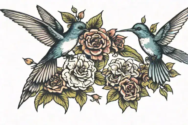 Colibri Mom And Daughter Flying Towards Each Other