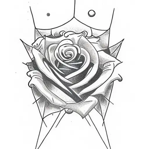 Rose With Spider Web And Spider