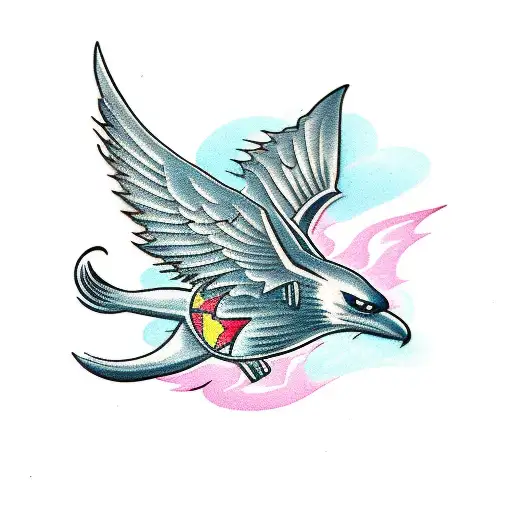 Flying Bat With Stretched Wings