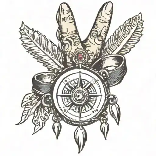 A Hand Bracelet With A Small Compass Hanging From It