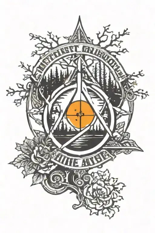 Atheist Symbol With Text And Forest Landscape