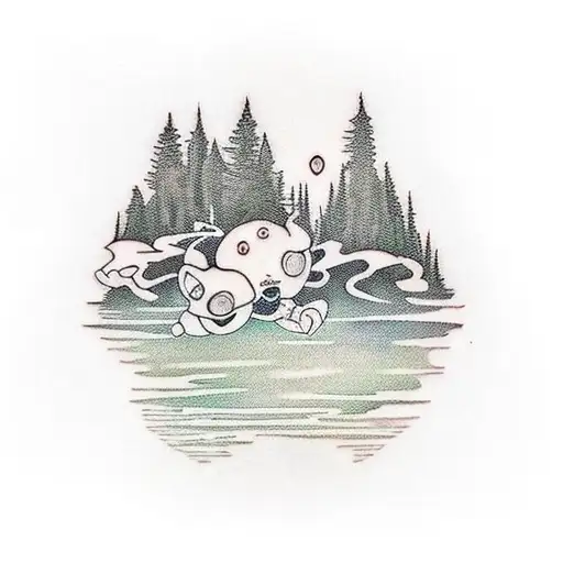 A Serene Walk Through A Forest With Gaming Elements Integrated Into The Scenery