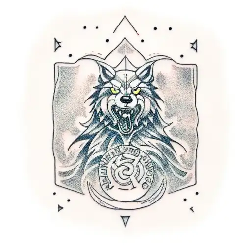 Norse Mythology God One Wolf Fenrir Runes