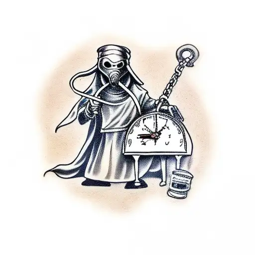 Plague Doctor With Sand Clock
