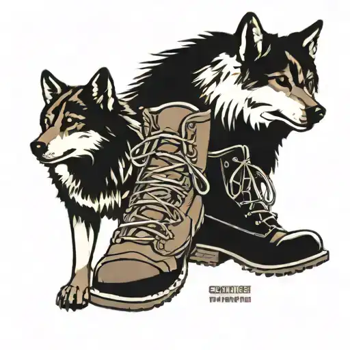 A Vintage Yellowstone National Park Poster Design With A Wolf And Hiking Boots