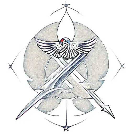 Phoenix And Peace Symbol And Ship Anchor