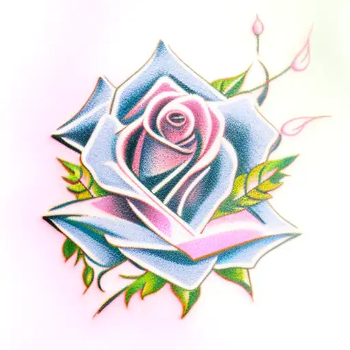 Pink Rose With Ribbon Wrapped Around