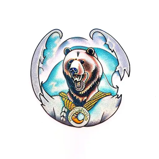 A Bear With Ravens In The Background