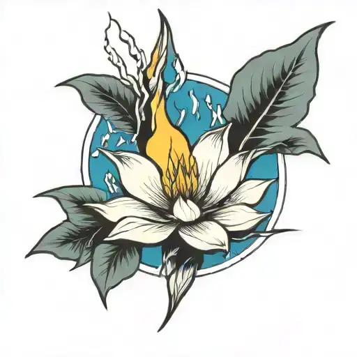 Lightning Bolt And Lotus Flower