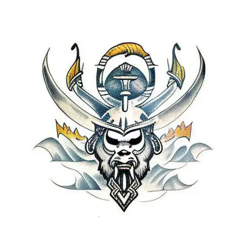 A Fierce Animal From Viking Folklore Adorned With Traditional Weapons And Armor