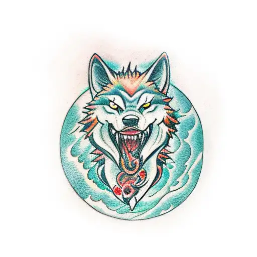 Fire Breathing Wolf With Green Eyes