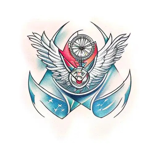 Phoenix With A Real Head And Wings But Mechanical Body Parts With Geometric Styles