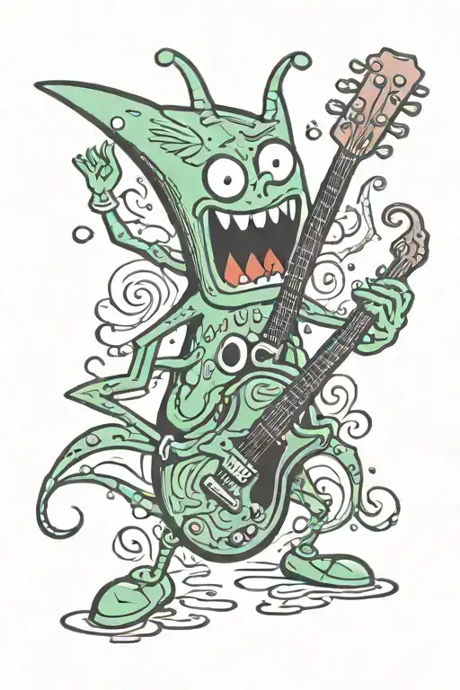 Plankton From Spongebob Squarepants Holding Guitar