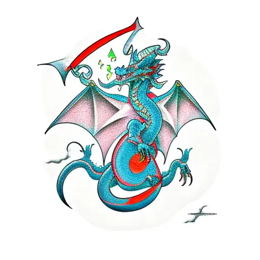 A Database-themed Dragon Surrounded By Computer Code