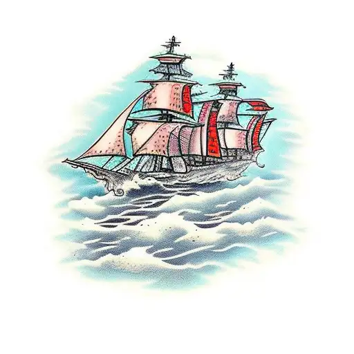 Ship From 1519 Set On Fire On The Shore