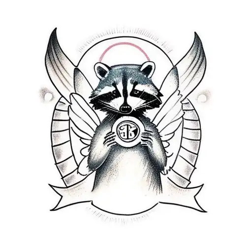 Raccoon Angel With Halo