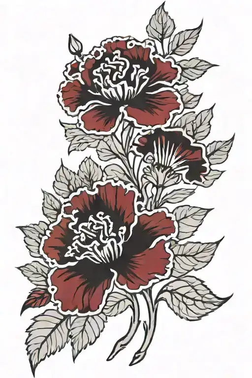 Burgundy Carnations And Black Ginkgo Leaves