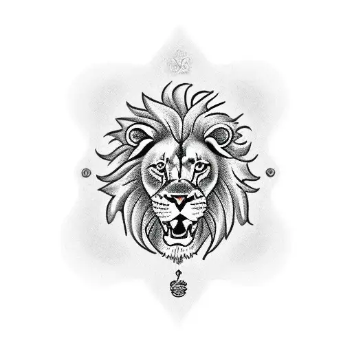 A Traditional Style Lion With A Caduceus Symbol In Its Paw