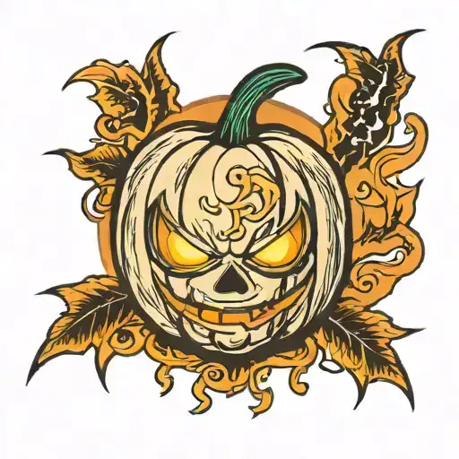 Halloween Pumpkin With Lightning Bolt